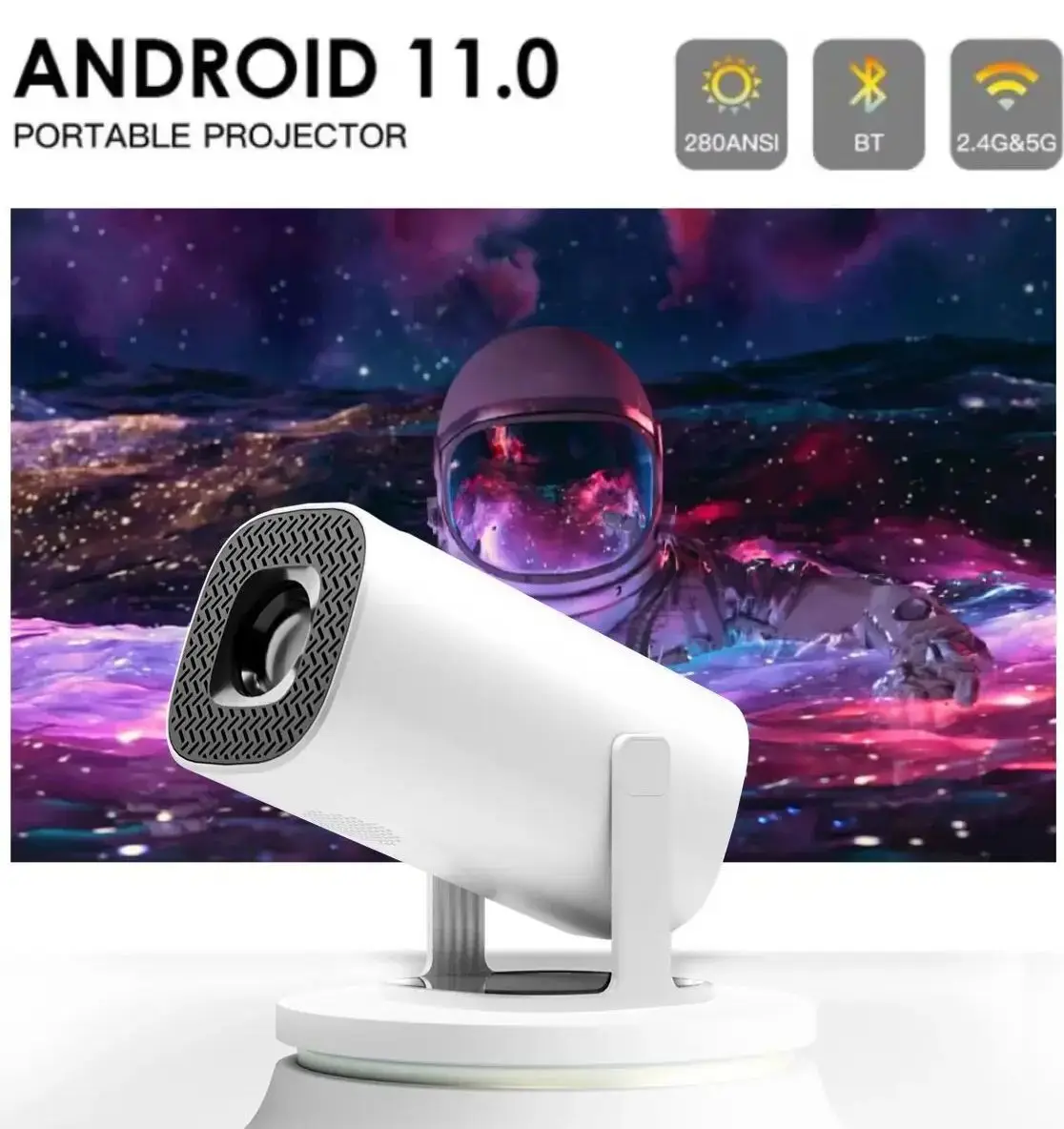 Smart Mini Android 4K Support Home Cinema Projector - Image 2