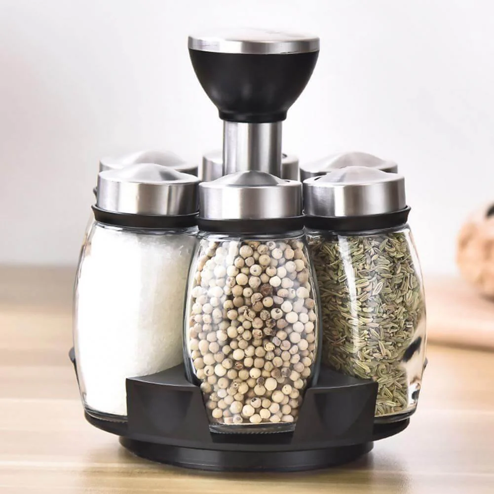 Smart Rotating Stainless Steel Glass Seasoning Set - Image 12