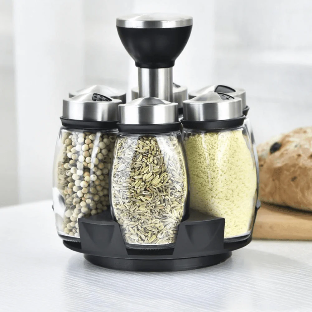 Smart Rotating Stainless Steel Glass Seasoning Set - Image 13
