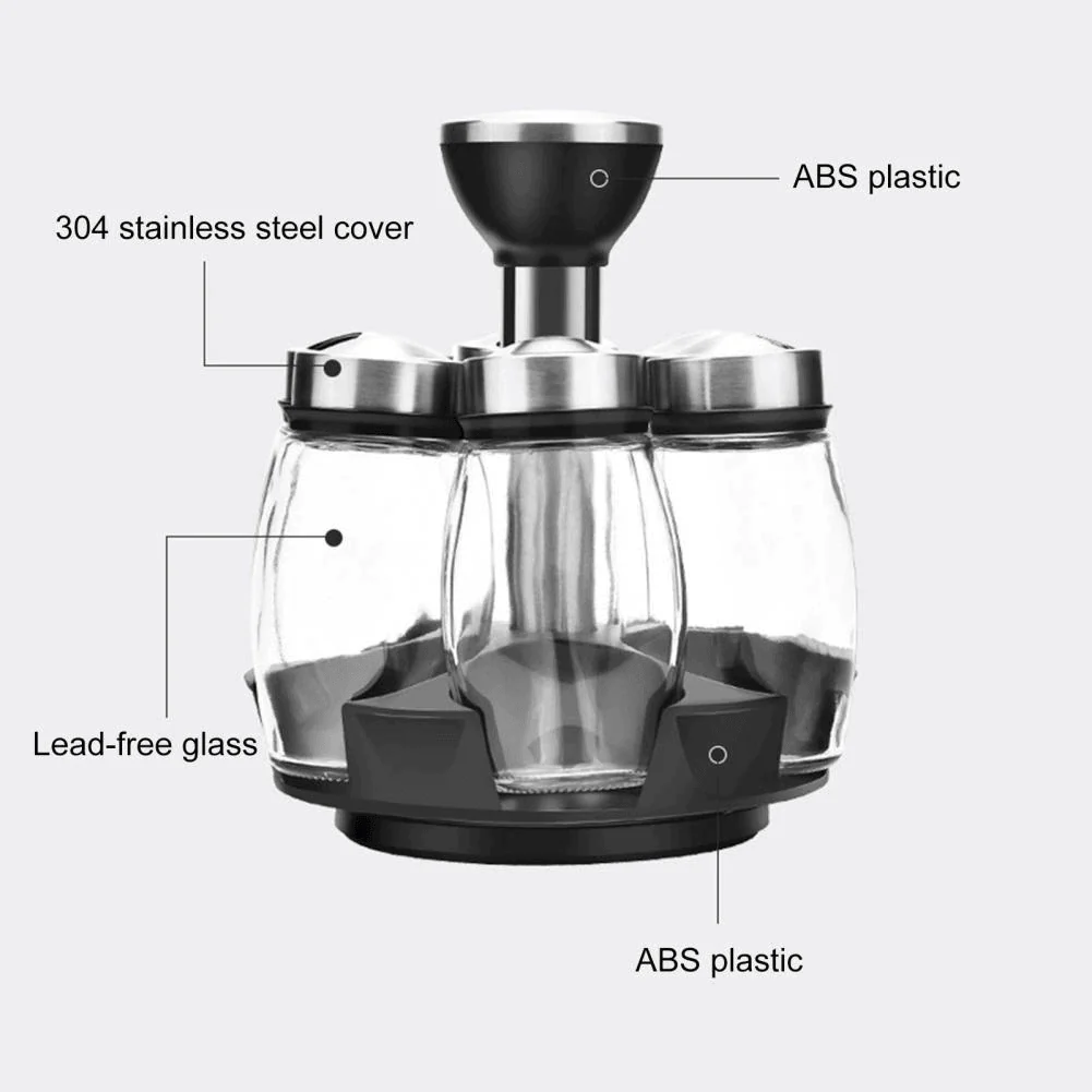 Smart Rotating Stainless Steel Glass Seasoning Set - Image 14