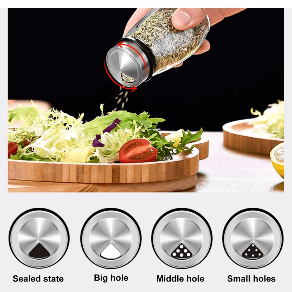 Smart Rotating Stainless Steel Glass Seasoning Set - Image 2