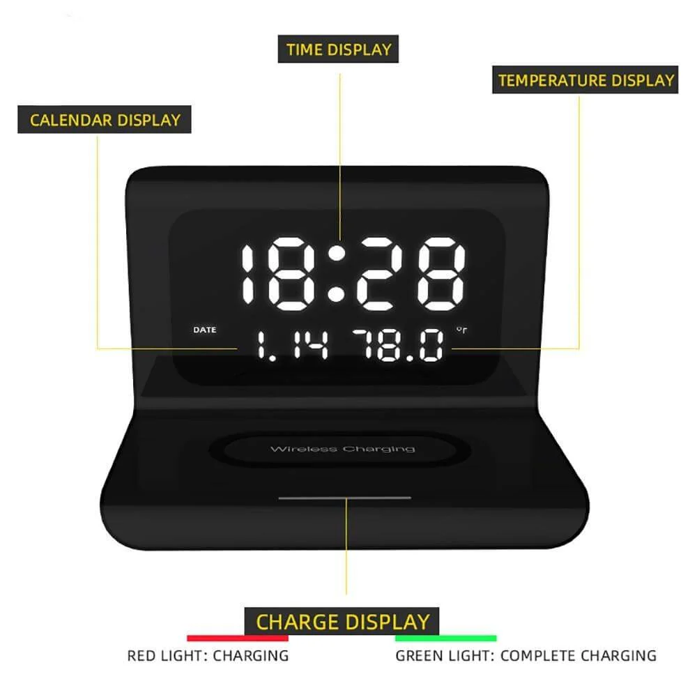 Smart Wireless Charging Alarm Table Clock - Image 3