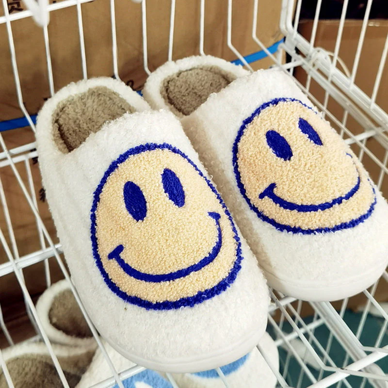 Smiley Face Warm Fluffy Slippers - Image 11