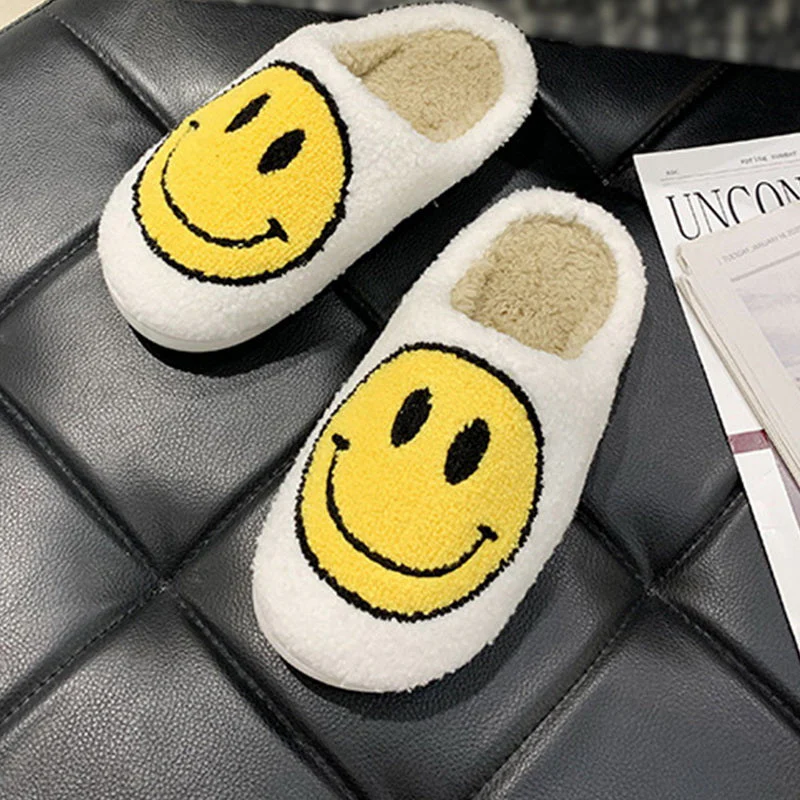 Smiley Face Warm Fluffy Slippers - Image 12