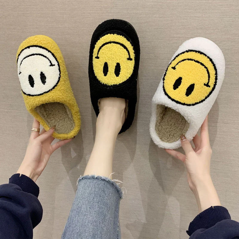 Smiley Face Warm Fluffy Slippers - Image 5