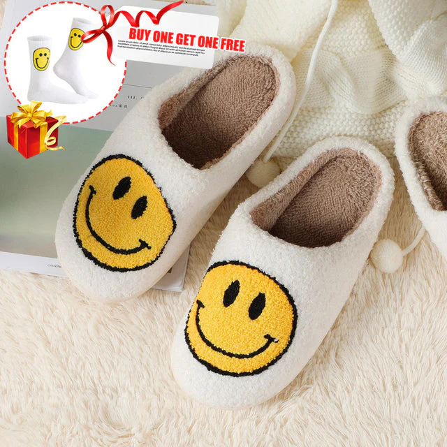 Smiley Face Warm Fluffy Slippers - Image 9
