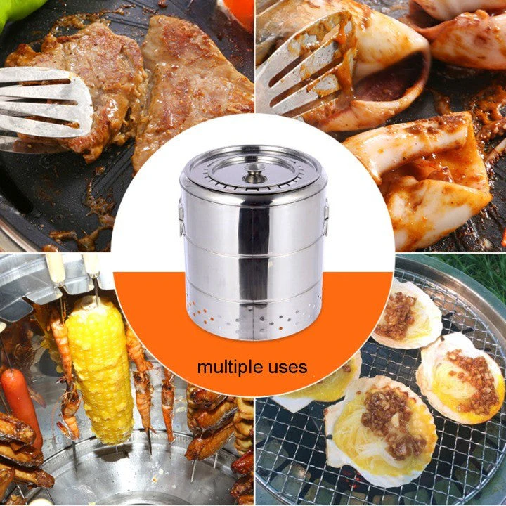 Smokeless BBQ Time Stainless Steel Camping Grill - Image 3