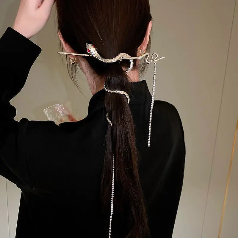 Snake Wrap Long Tassel Chain Hair Pin Clip - Image 2