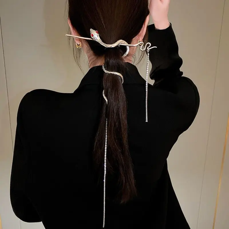 Snake Wrap Long Tassel Chain Hair Pin Clip - Image 3