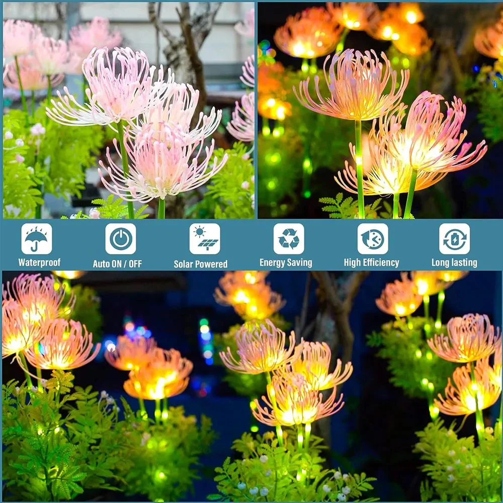 Soft Pink Glow Solar LED Flower Garden Light - Image 2
