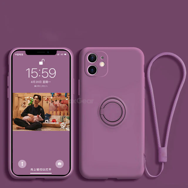 Soft Silicone Hand Strap Ring iPhone Cover - Image 17