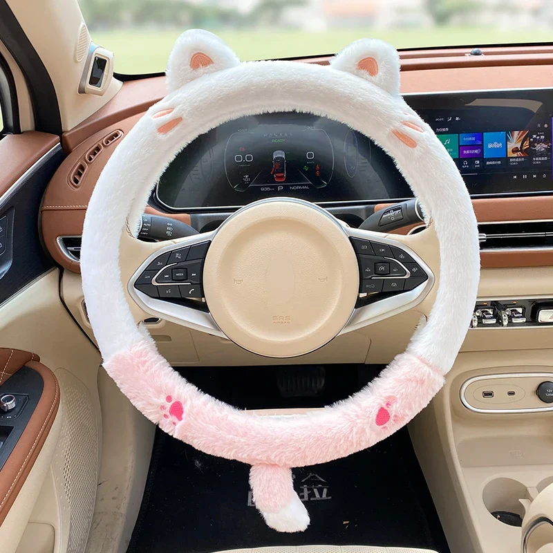 Soft Winter Animal Plush Steering Wheel Cover - Image 6