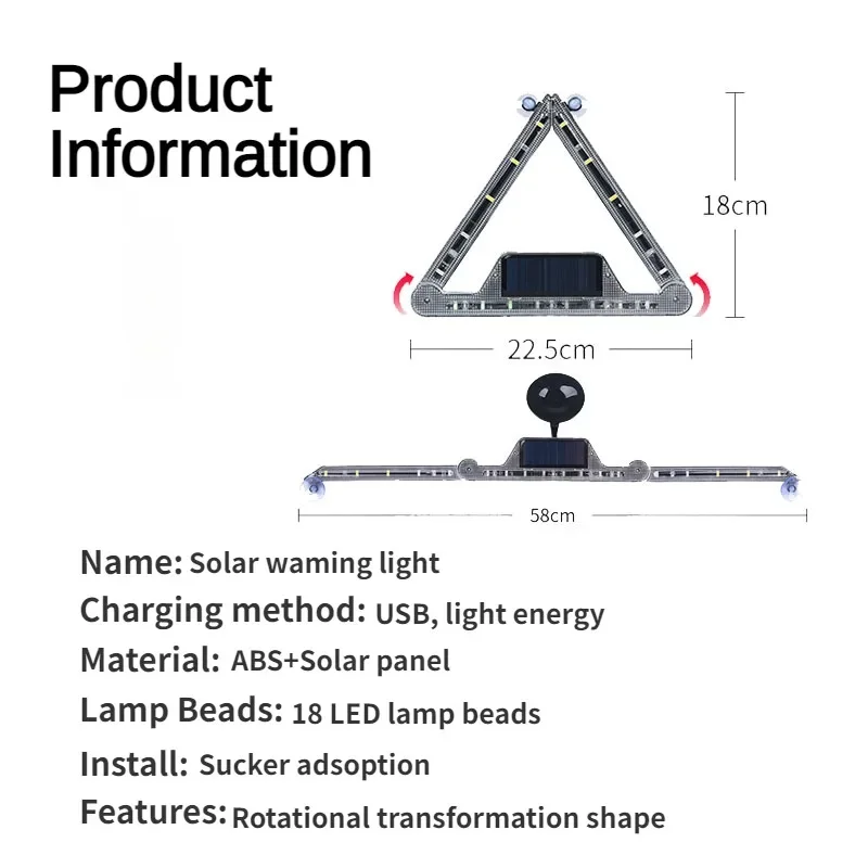 Solar LED Strobe Emergency Light Anti-Collision Warning Lamp - Image 8