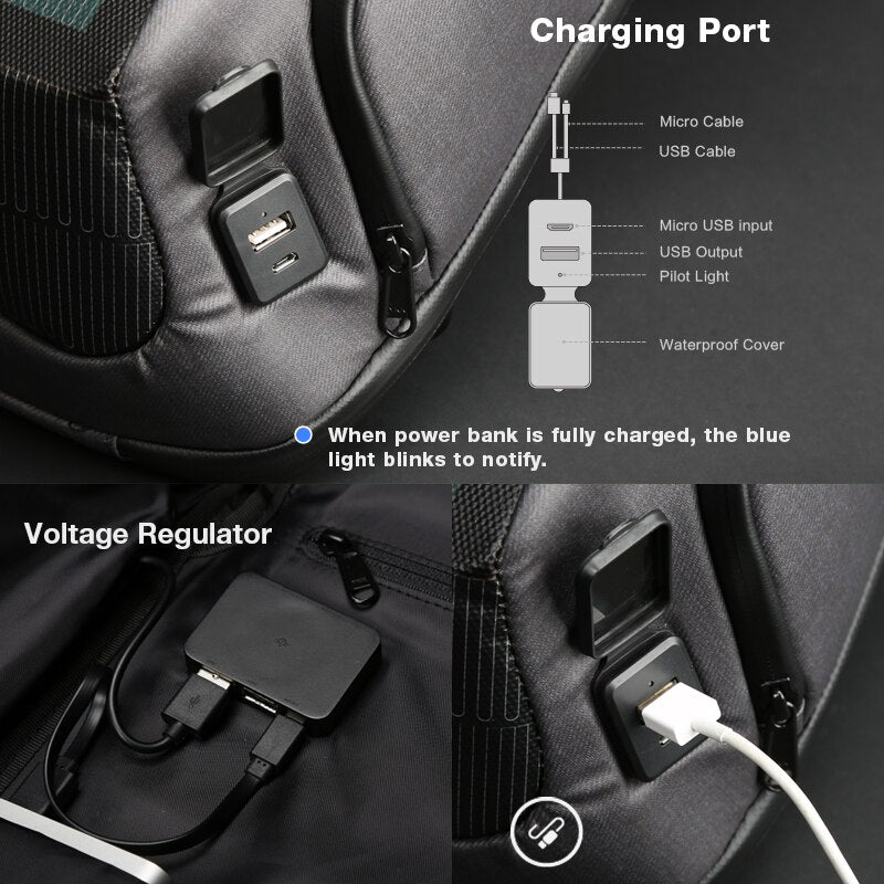 Solar Panel Charging USB Anti-Theft Backpack - Image 4