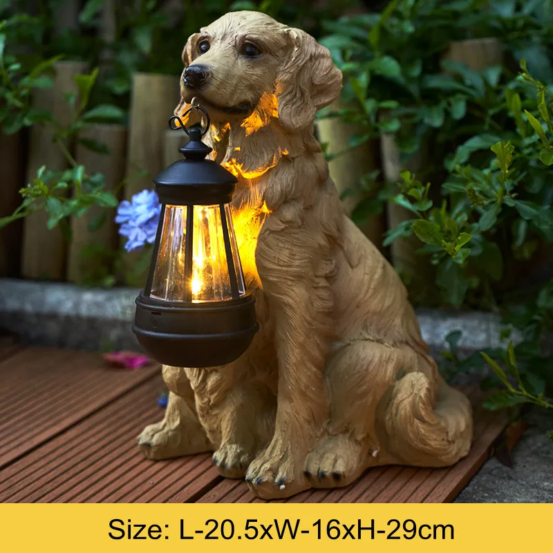 Solar-Powered Outdoor Resin Dog Statue Lamp - Image 10