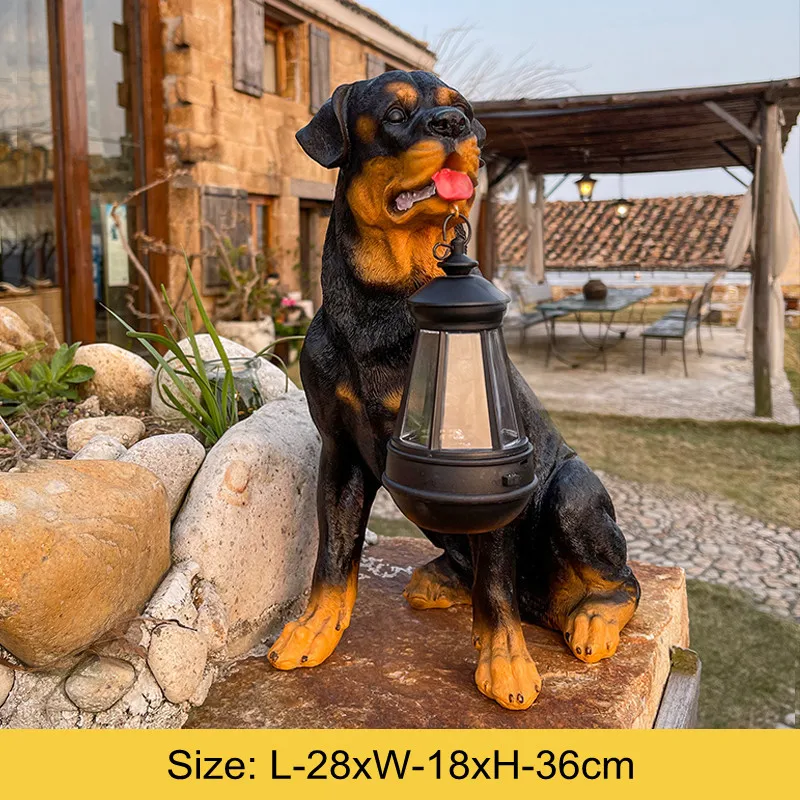 Solar-Powered Outdoor Resin Dog Statue Lamp - Image 6