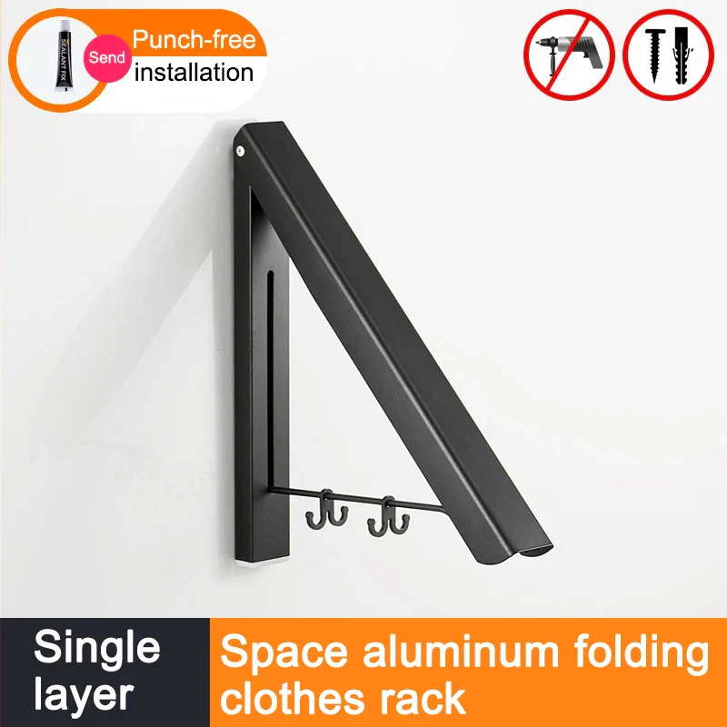 Space Saver Foldable Wall Clothes Aluminum Rack - Image 11