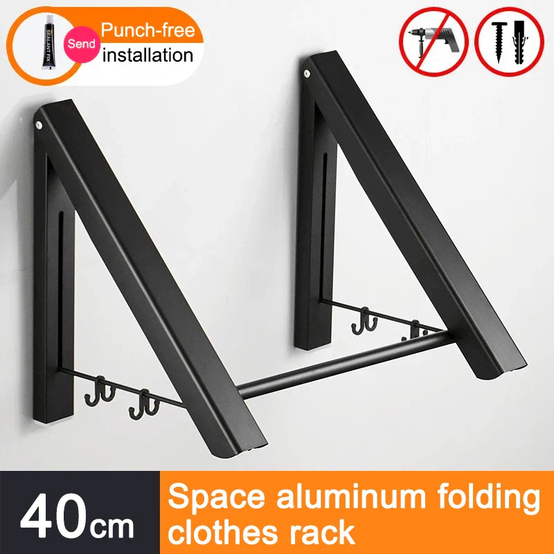 Space Saver Foldable Wall Clothes Aluminum Rack - Image 12