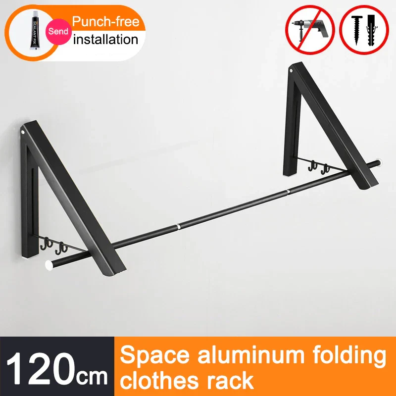 Space Saver Foldable Wall Clothes Aluminum Rack - Image 14