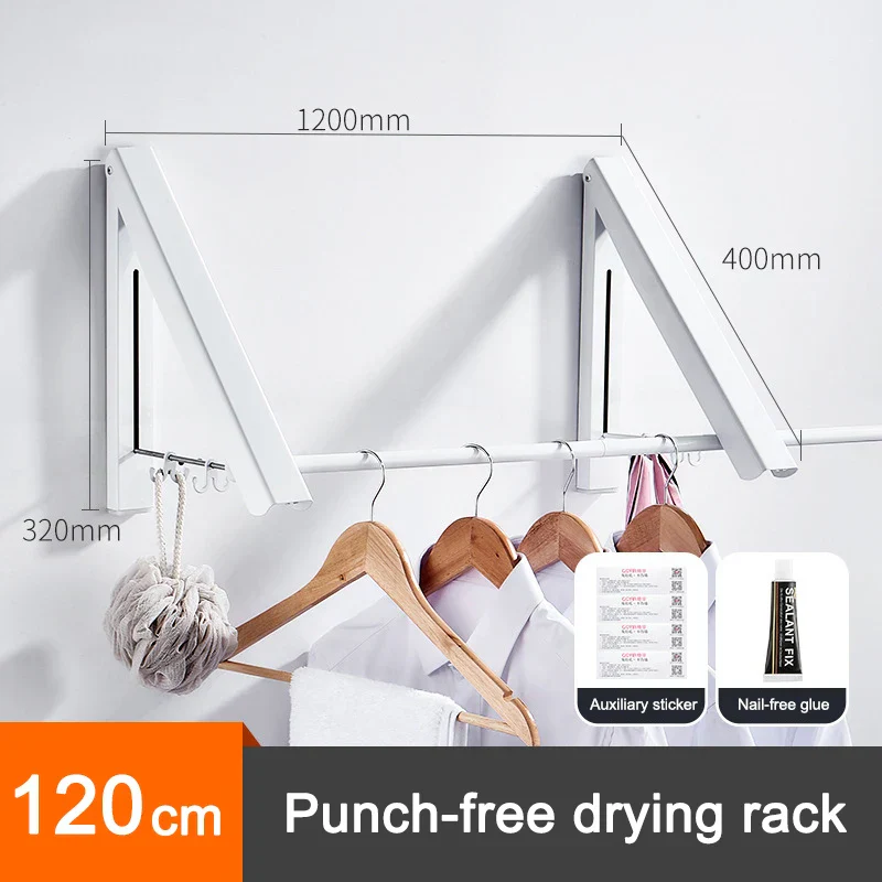 Space Saver Foldable Wall Clothes Aluminum Rack - Image 17