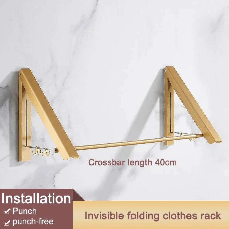 Space Saver Foldable Wall Clothes Aluminum Rack - Image 19