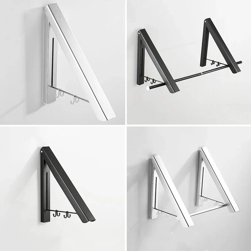 Space Saver Foldable Wall Clothes Aluminum Rack - Image 3