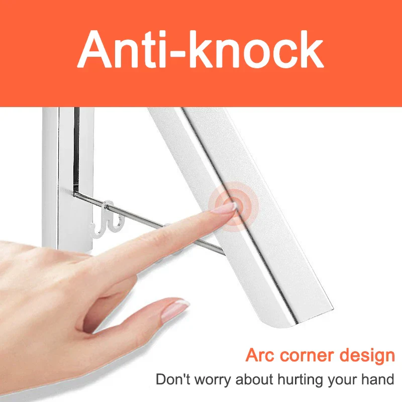 Space Saver Foldable Wall Clothes Aluminum Rack - Image 5