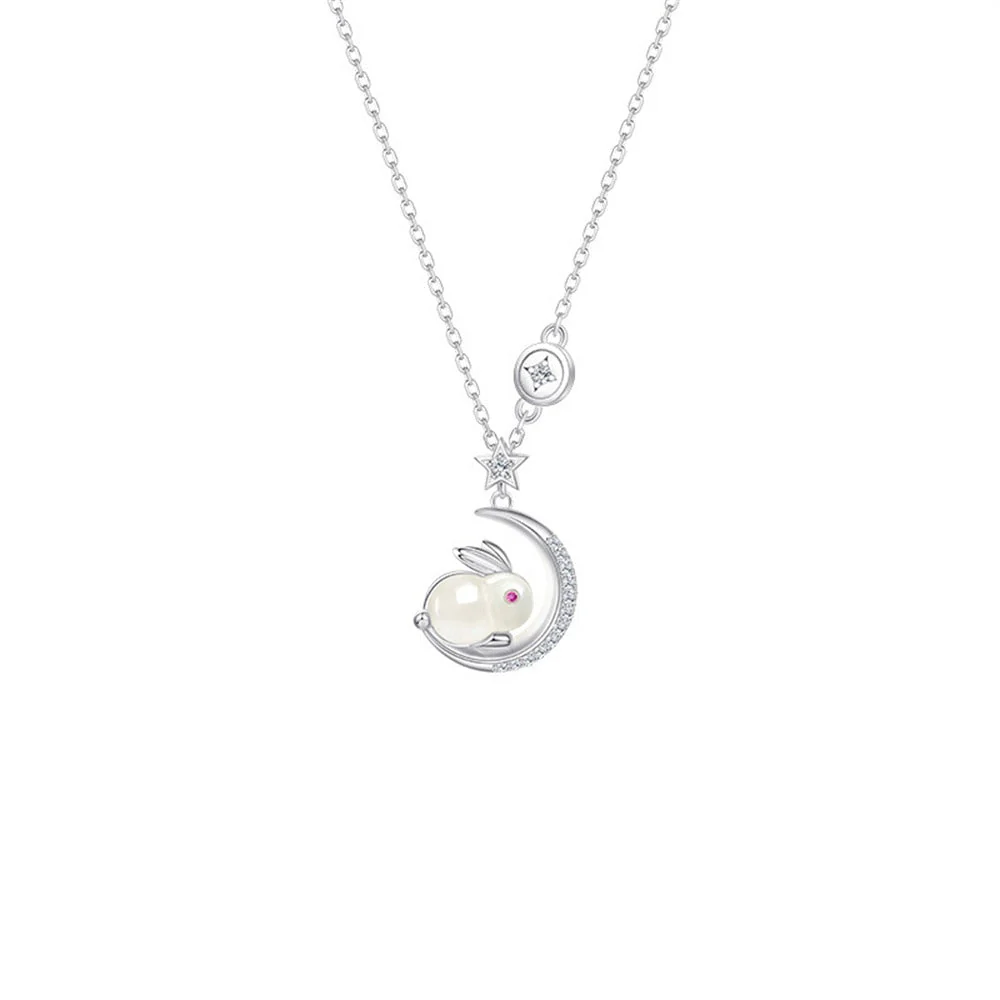 Sparkling Bunny Moon Charm Necklace - Image 5