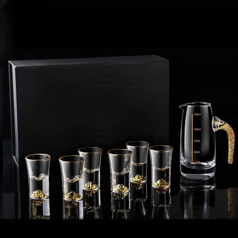Sparkling Golden Handcrafted Drink Glassses Set - Image 4