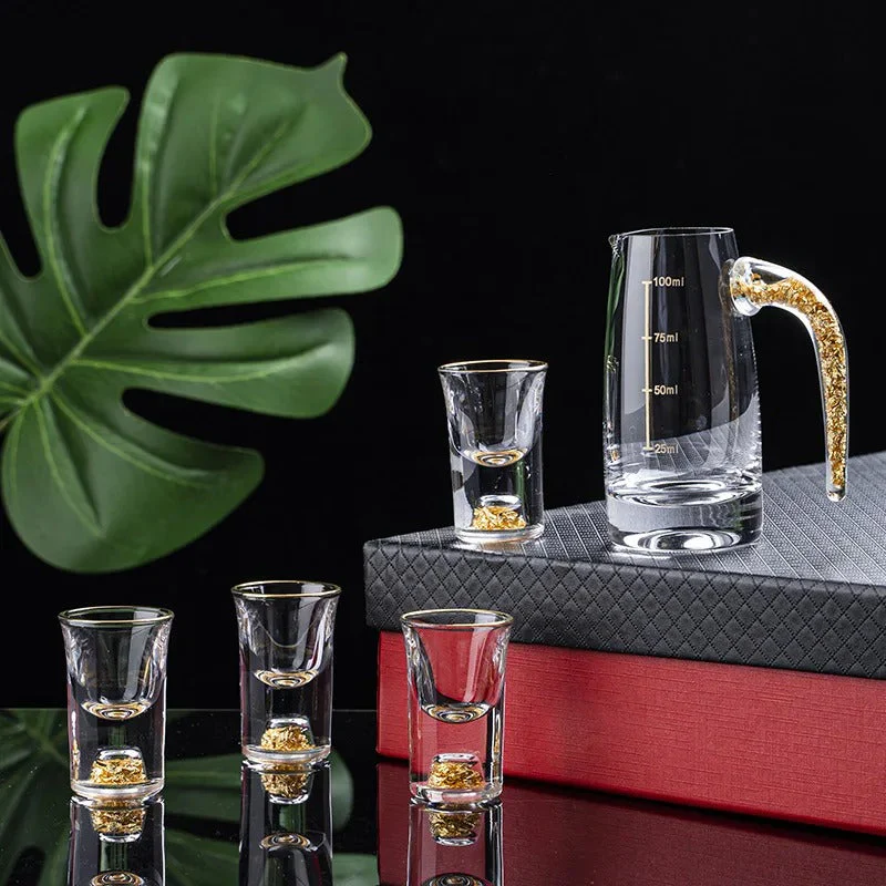 Sparkling Golden Handcrafted Drink Glassses Set - Image 5