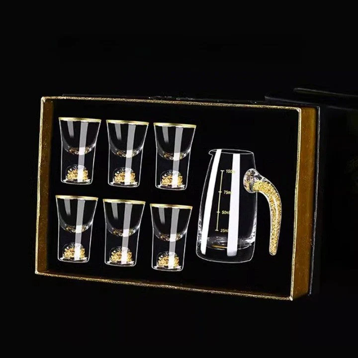 Sparkling Golden Handcrafted Drink Glassses Set - Image 7