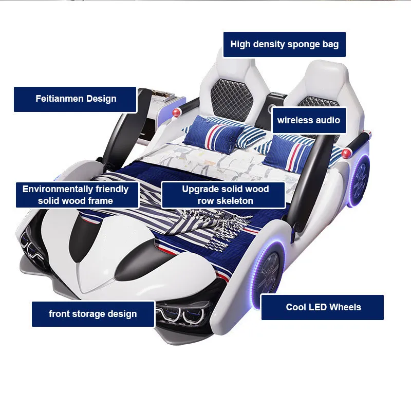 Speed Race Car LED Light Kids Bed - Image 3