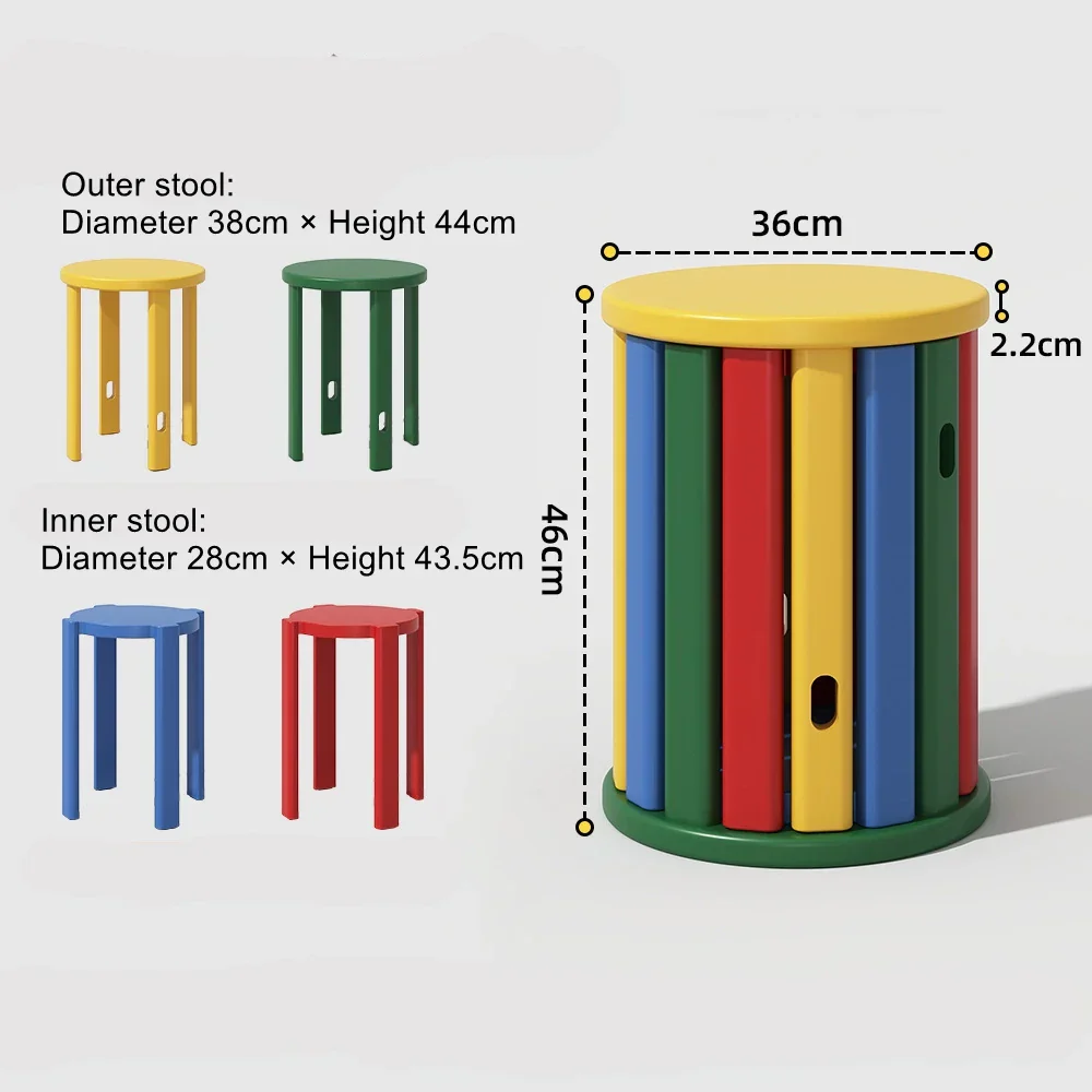 Stackable Rainbow Wooden Chair Table - Image 7