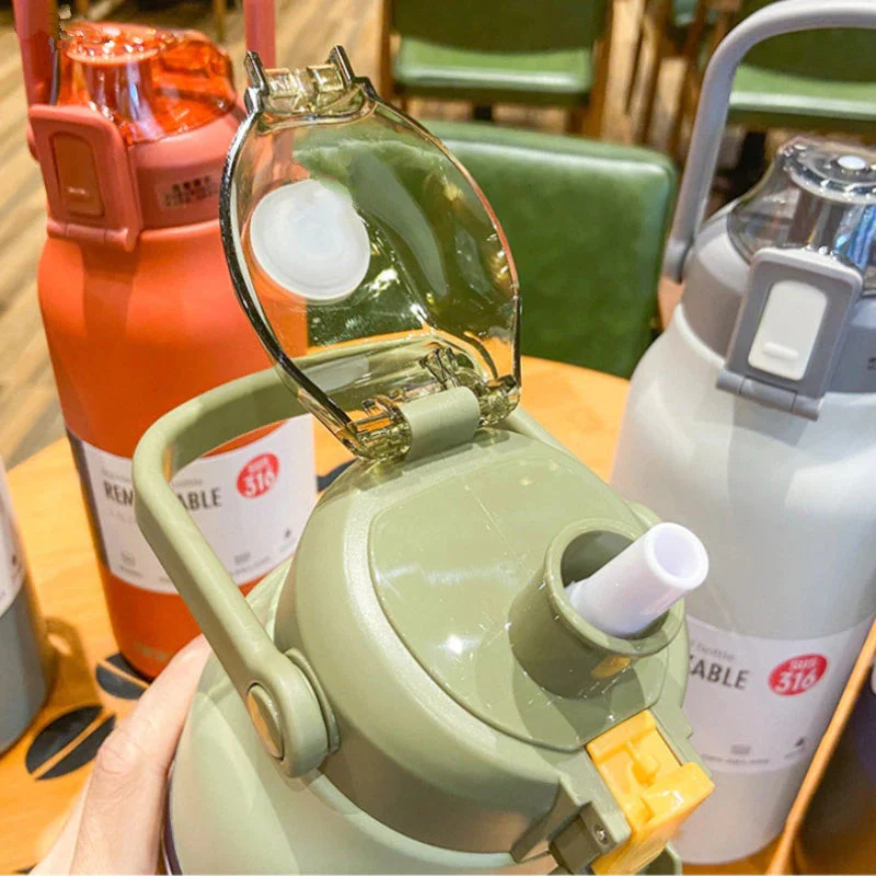 Stainless Steel Built-in Straw Camping Thermos - Image 5