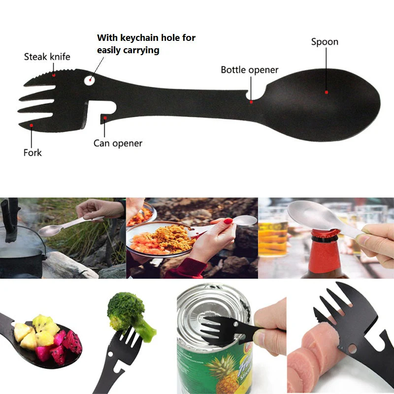 Stainless Steel Multifunctional Bottle Opener Spork - Image 3