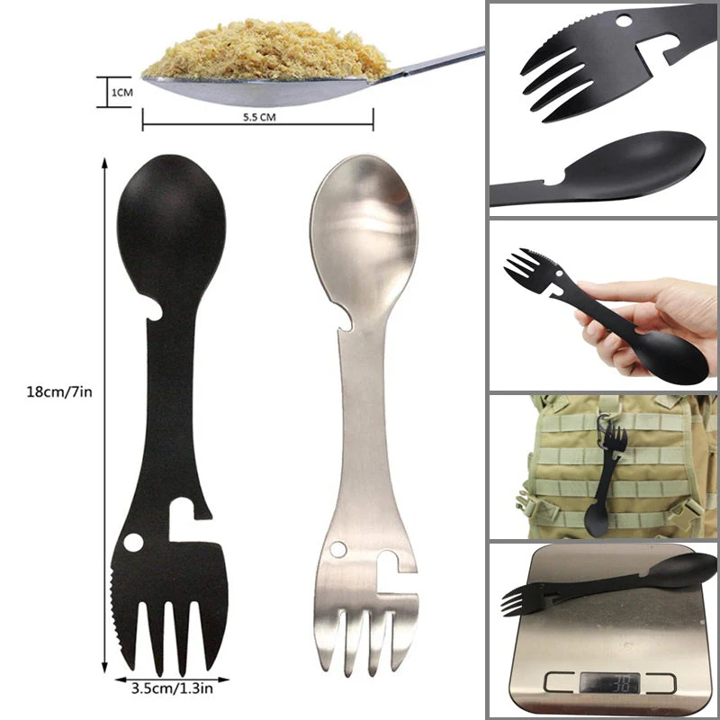 Stainless Steel Multifunctional Bottle Opener Spork - Image 4