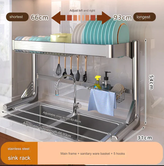 Stainless Steel Sink Dish Storage Countertop Organizer - Image 4