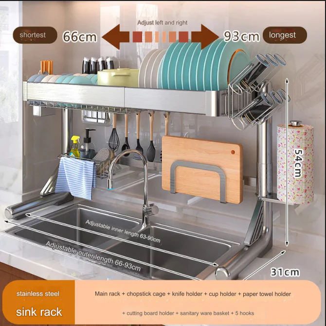 Stainless Steel Sink Dish Storage Countertop Organizer - Image 5