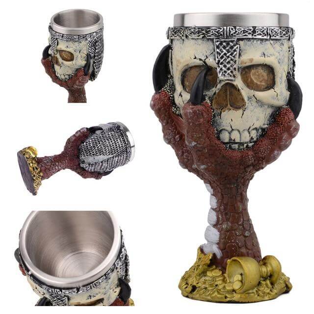 Stainless Steel Skull Gothic Goblet Cocktail Glass - Image 10