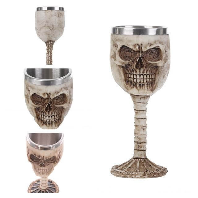 Stainless Steel Skull Gothic Goblet Cocktail Glass - Image 12