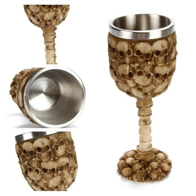 Stainless Steel Skull Gothic Goblet Cocktail Glass - Image 13