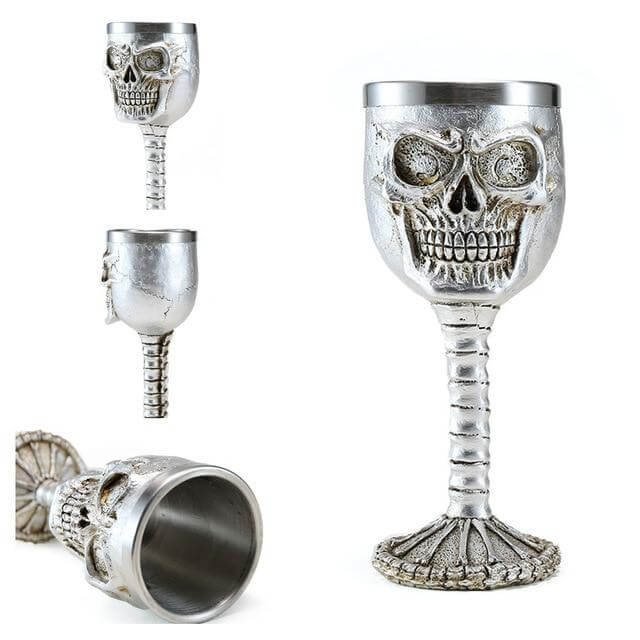Stainless Steel Skull Gothic Goblet Cocktail Glass - Image 14