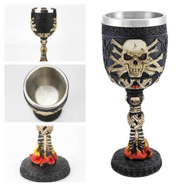 Stainless Steel Skull Gothic Goblet Cocktail Glass - Image 17