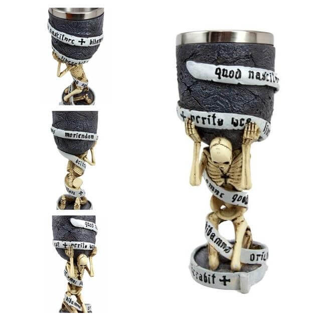 Stainless Steel Skull Gothic Goblet Cocktail Glass - Image 2