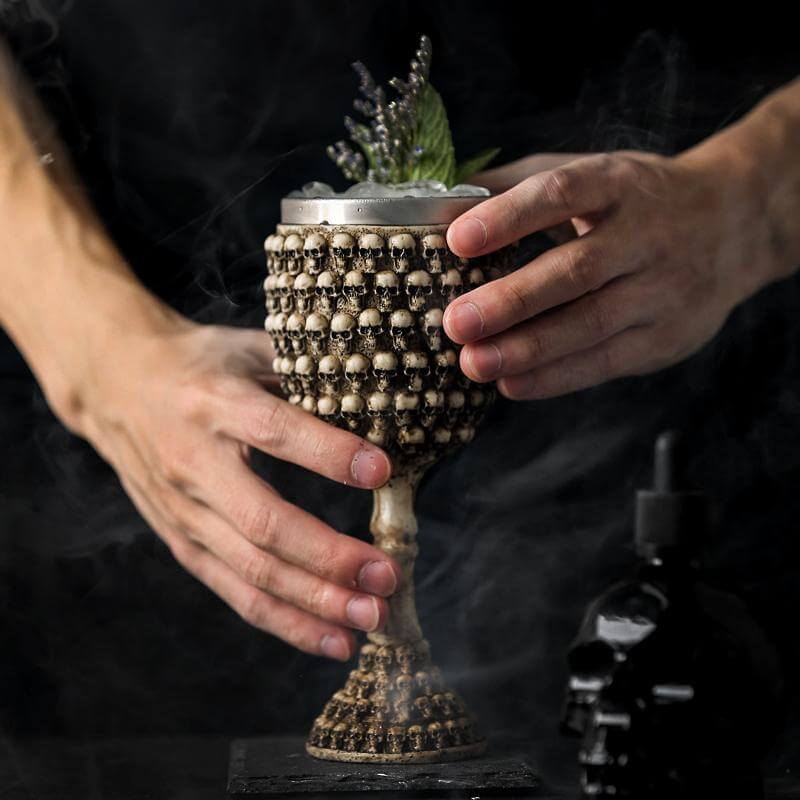 Stainless Steel Skull Gothic Goblet Cocktail Glass - Image 22