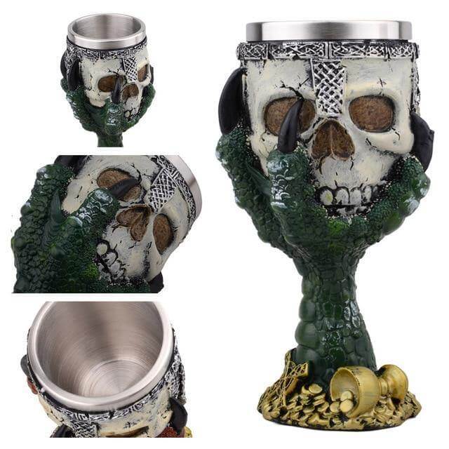 Stainless Steel Skull Gothic Goblet Cocktail Glass - Image 24