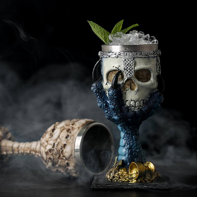 Stainless Steel Skull Gothic Goblet Cocktail Glass - Image 25