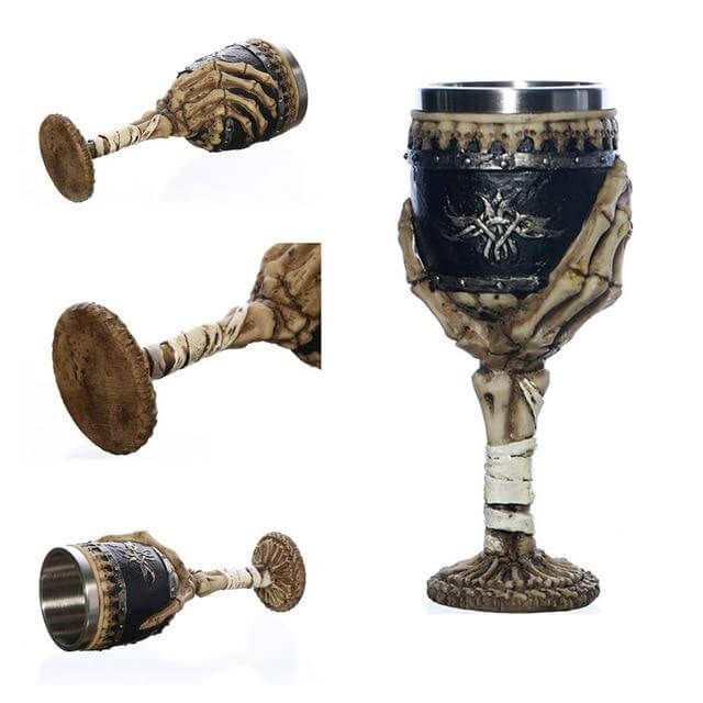Stainless Steel Skull Gothic Goblet Cocktail Glass - Image 3