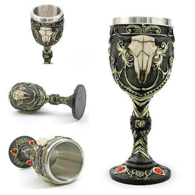 Stainless Steel Skull Gothic Goblet Cocktail Glass - Image 5