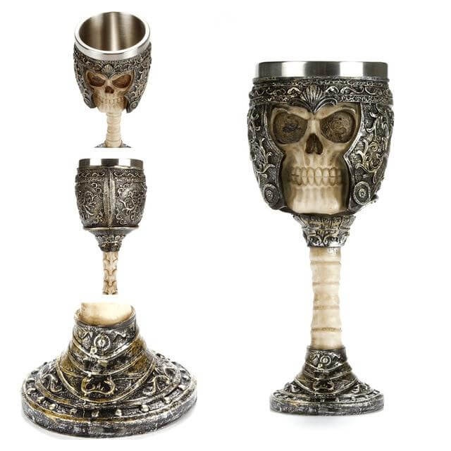 Stainless Steel Skull Gothic Goblet Cocktail Glass - Image 6